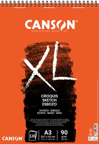 Schetsblok Canson XL Croquuis A3 90g 120vel spiraal