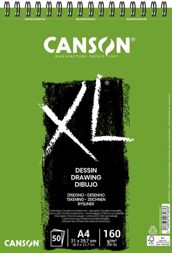 Tekenblok Canson XL Dessin A4 160gram 50vel spiraal