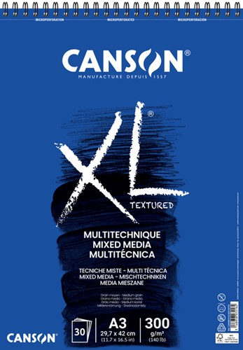 Aquarelblok Canson  XL Mix Media  A3 300gr 30vel spiraal