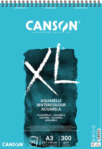 Aquarelblok Canson XL A3 30v 300gr spiraal
