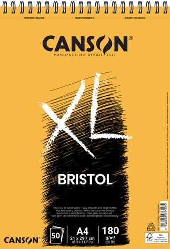 Tekenblok Canson XL Bristol A4 50 vel 180gr