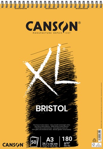 Tekenblok Canson XL Bristol A3 50v 180gr