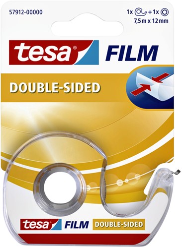 Dubbelzijdige plakband Tesa film 12mmx7.5m met dispenser