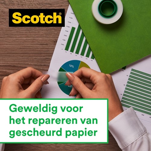 Plakbandhouder Scotch Pebble C36 zwart + 1rol magic tape 810-3