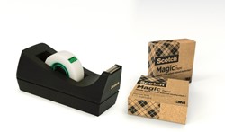 Plakbandhouder Scotch C38 recycled zwart met 3rol 19mmx33m
