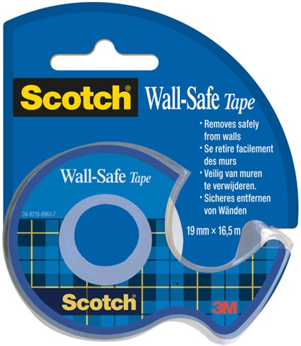 Plakband Scotch 19mmx16.5m Wall Safe + handafroller