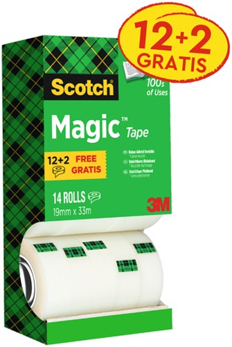Plakband Scotch Magic 810 onzichtbaar 19mmx33m 12+2 gratis