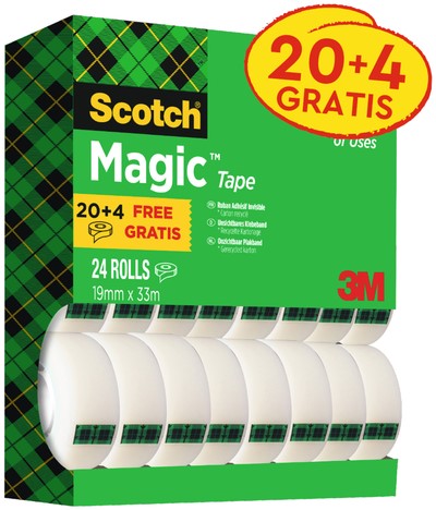 Plakband Scotch Magic 810 19mmx33m 20+4 gratis