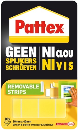 Supermontagestrip Pattex 2kg verwijderbaar 10stuks
