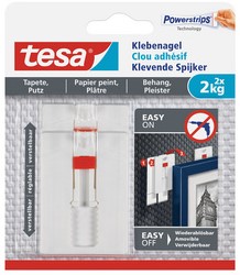 Klevende spijker tesa® behang en pleisterwerk 1kg verstelbaar wit 2 stuks-3