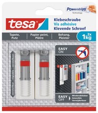 Klevende schroef tesa® behang en pleisterwerk 1kg verstelbaar wit 2 stuks-3