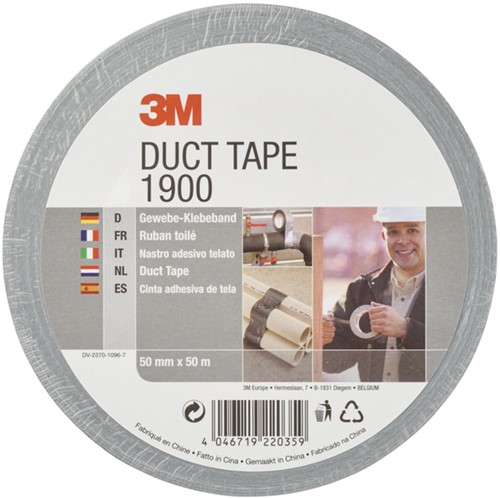 Plakband 3M 1900 Duct Tape 50mmx50m zilver