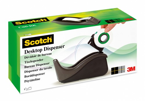 Plakbandhouder Scotch C60 zwart + 1rol magic tape-3
