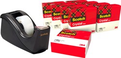 Plakband Scotch Crystal 600 19mmx33m 10rol + gratis C60 houder