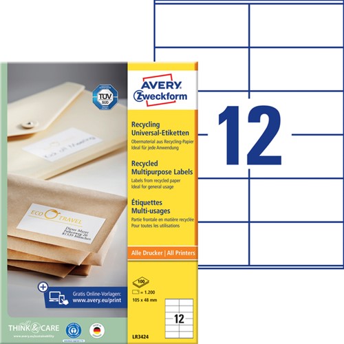 Etiket Avery LR3424 105x48mm recycled wit 1200stuks-2