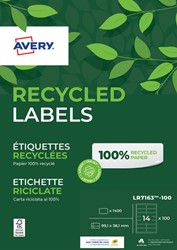 Etiket Avery LR7163-100 99.1x38.1mm recycled wit 1400stuks