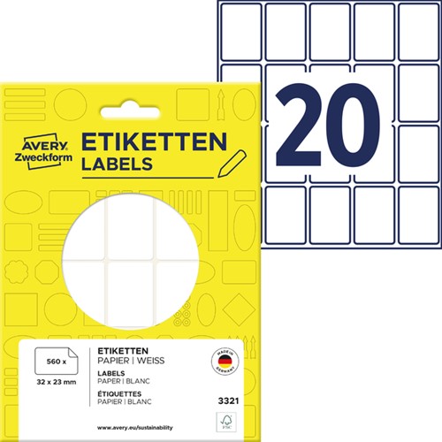 Etiket Avery Zweckform 3321 32x23Mm wit 560stuks-3