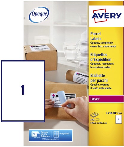 Etiket Avery L7167B 199.6x289.1mm blockout 100stuks