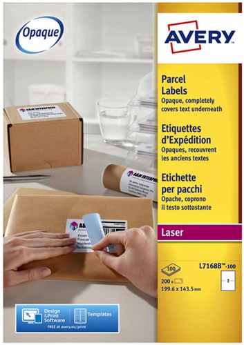 Etiket Avery L7168B 199.6x143.5mm blockout 200stuks-2