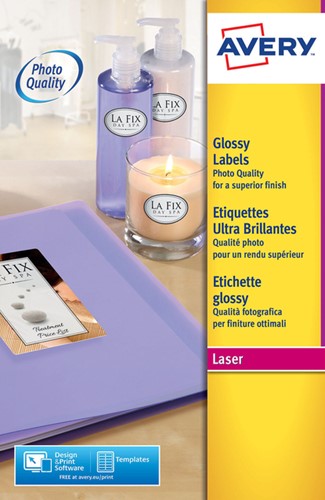 Etiket Avery L7767-40 210x297mm A4 hoogglans wit 40stuks