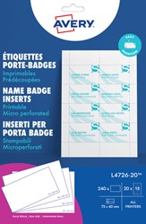 Badgekaart Avery L4726-20 40x75mm microperforatie