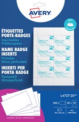 Badgekaart Avery L4727-20 54x90mm microperforatie