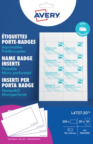 Badgekaart Avery L4727-20 54x90mm microperforatie