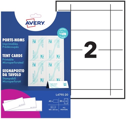 Tafelnaambord Avery L4795-20 180x60mm wit 40stuks-2