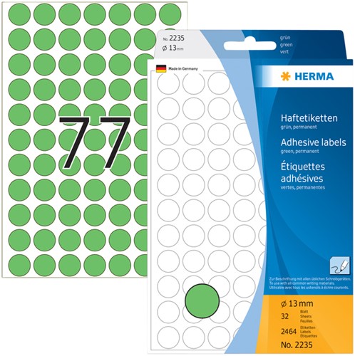 Etiket Herma 2235 rond 13mm groen 2464stuks-2