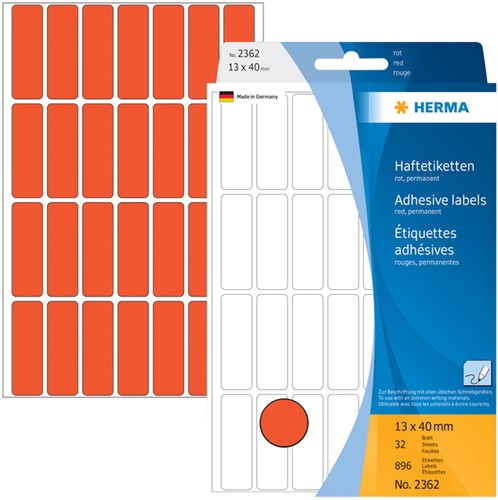 Etiket HERMA 2362 13x40mm rood 896 stuks-3