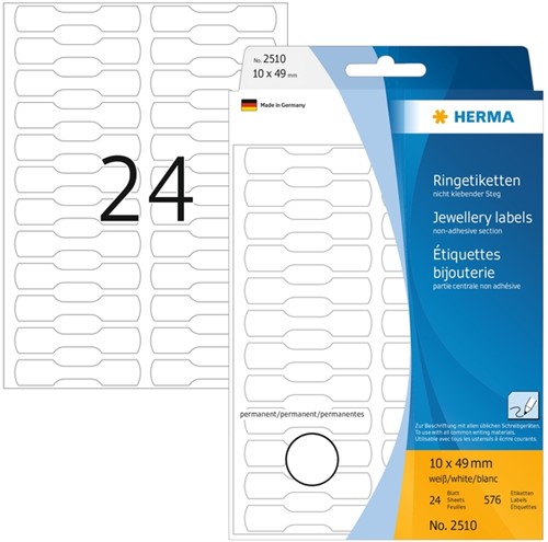 Etiket Herma 2510 10x49mm wit 600stuks