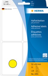 Etiket Herma 2491 52x82mm geel 128stuks