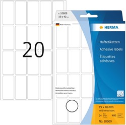 Etiket Herma 10609 19x40mm verwijderbaar 640stuks