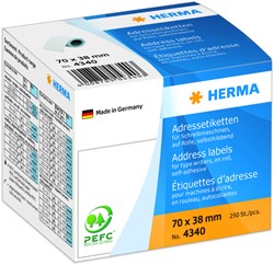 Etiket Herma adres 4340 70x38mm 250stuks op rol wit