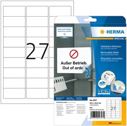 Etiket Herma 4347 63.5x29.6mm verwijderbaar wit 675stuks