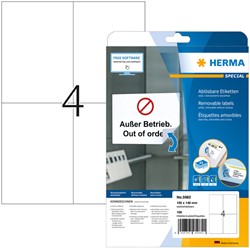 Etiket Herma 5082 105x148mm A6 verwijderbaar wit 100stuks