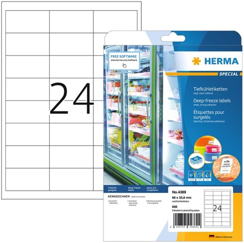Etiket Herma 4389 66x33.8mm diepvries 600stuks wit