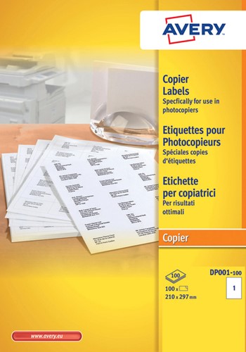 Etiket Avery DP001-100 210x297 kopieren 100stuks