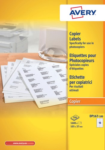 Etiket Avery DP167-100 105x37mm kopieren 1600stuks