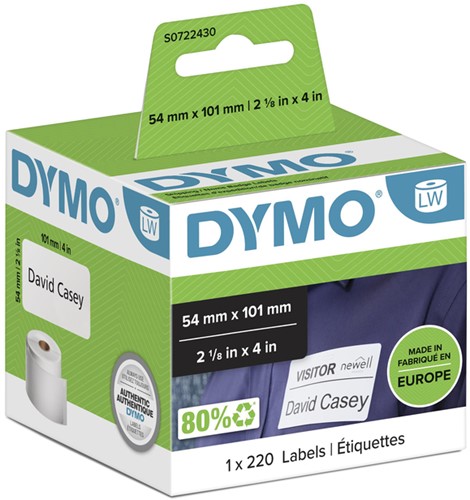Etiket Dymo 99014 labelwriter 54x101mm badgelabel 220stuks