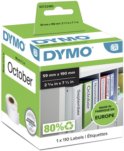 Etiket Dymo 99019 labelwriter 59x190mm ordner breed 110stuk