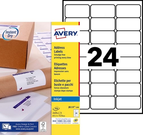 Etiket Avery J8159-100 63.5x33.9mm wit 2400stuks-2