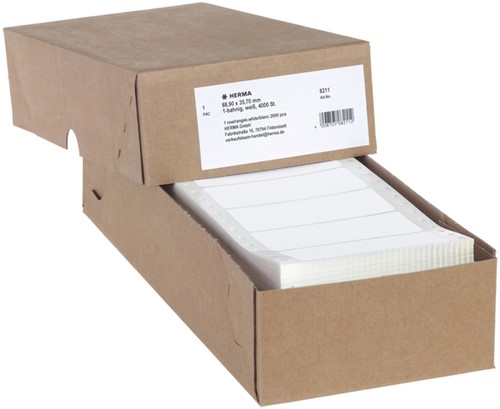 Etiket HERMA 8211 88.9x35.7mm 1-baans wit 4000 stuks