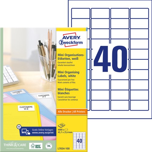 Etiket Avery L7654-100 45.7x25.4mm wit 4000stuks-2