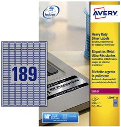 Etiket Avery L6008-20 25.4x10mm zilver 3780 etiketten