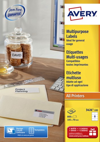 Etiket Avery L4745REV-25 96x63.5mm wit 200 stuks