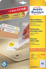 Etiket Avery Zweckform L4744REV-25 96x50.8mm afneembaar wit 250stuks-3