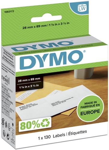 Etiket Dymo 19831 labelwriter 28x89mm 130stuks
