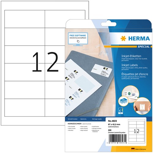 Etiket HERMA 4823 96.5x42.3mm wit 300 stuks