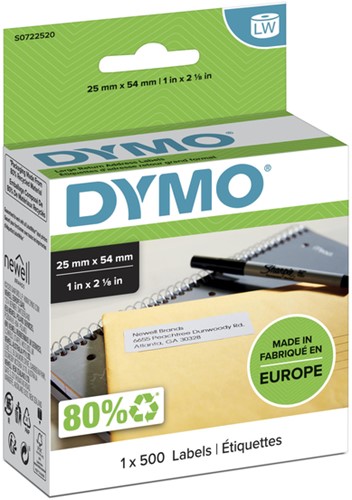 Etiket Dymo 11352 labelwriter 25x54mm 500stuks